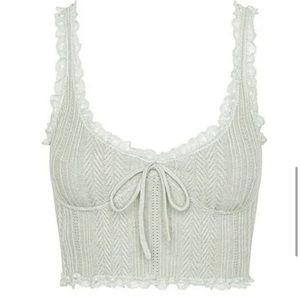 For love and lemons mint green lace trim tank top.